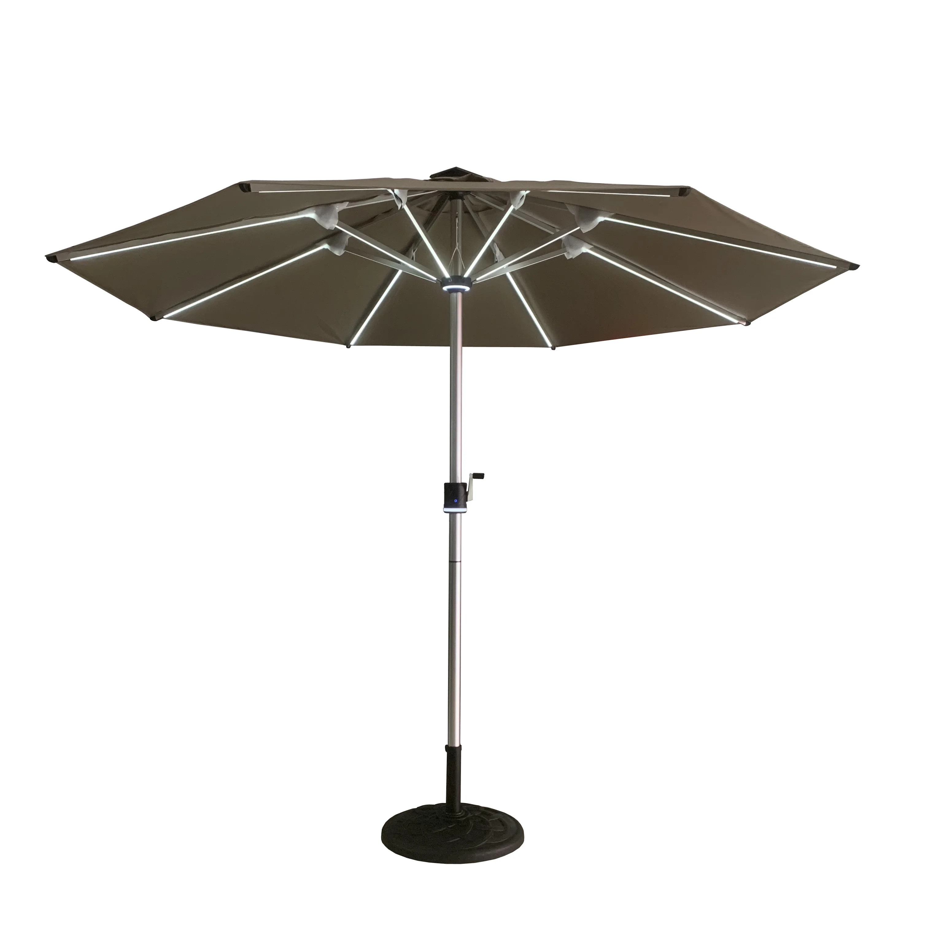 3m 8 Ribs Aluminum Frame Big Patio Umbrella With Solor Energy LED Light