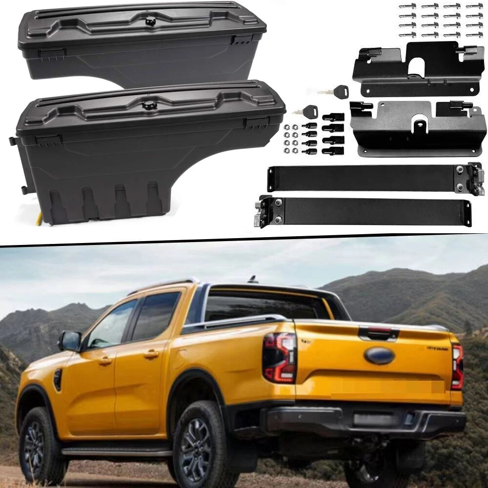 Left & Right sides Fit For Ford Ranger 2023 2024 Lockable Storage Box Case Truck Bed Toolbox