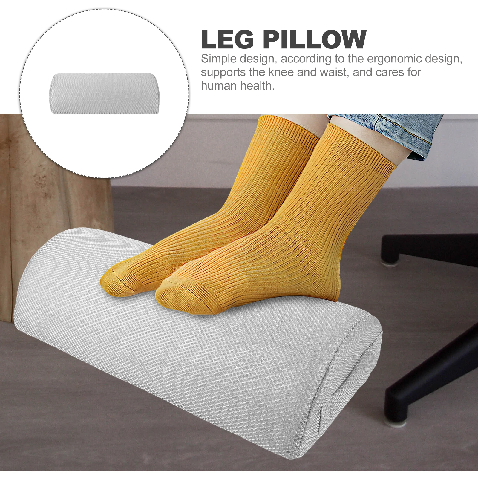 

Leg Pillow Footrest Half Cylinder Grey Mesh High Resilience Office Use Leg Pads Bolster Knee Support Under Knee Pillow Sleeping