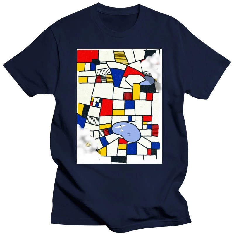 les champs de mondrian T Shirt abstract cubism map airplane plane clouds fields red white