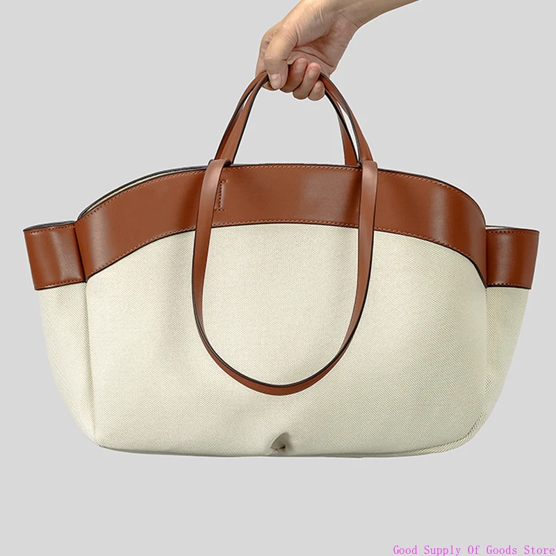 

Canvas Splicing PU Tote Composite Bag For Women Luxury Designer Handbag Purse 2025 New Fashion Large Capacity Shopping Shoulder