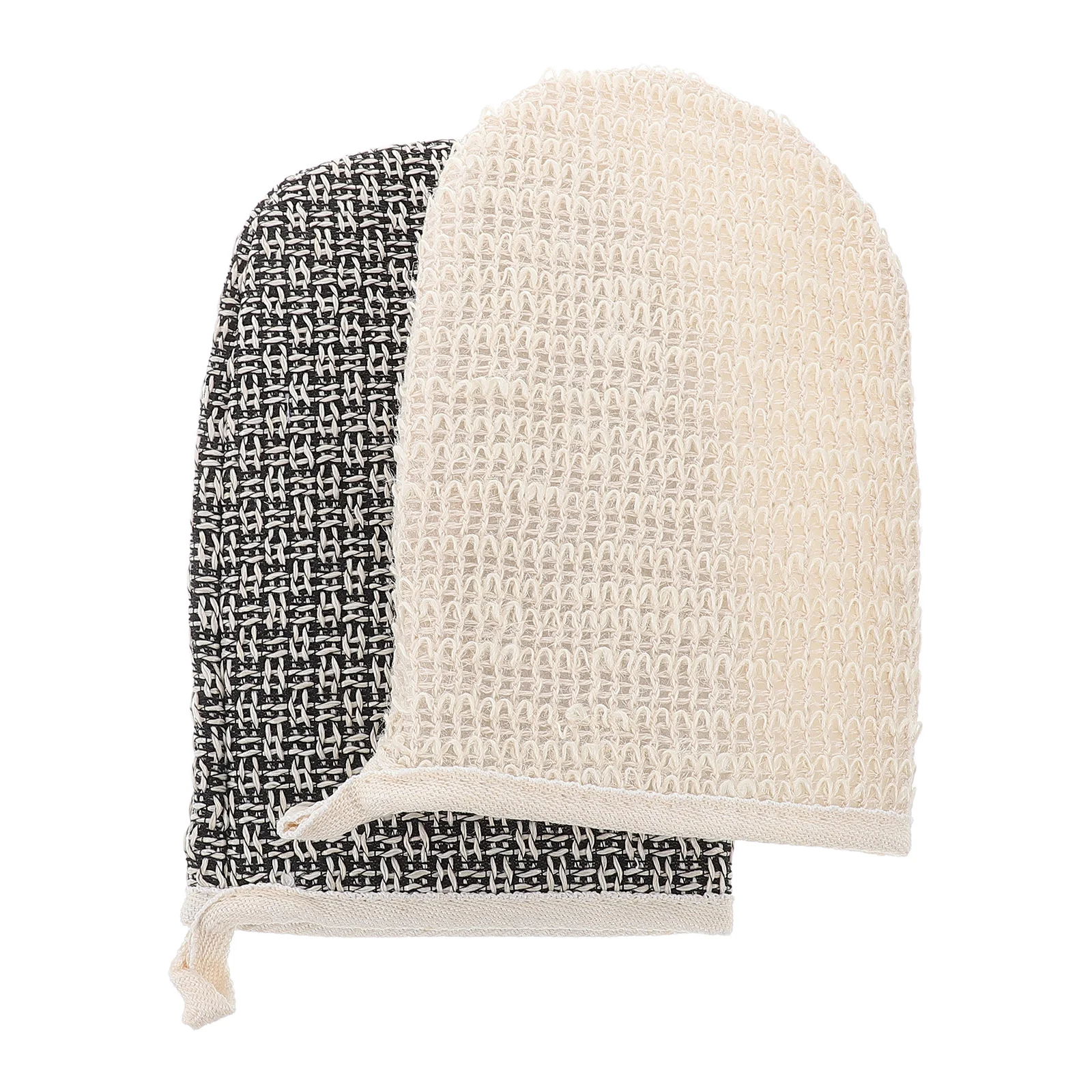 2 pezzi spugna da bagno in sisal guanto da doccia esfoliante guanti bifacciali rimozione della pelle morta scrub corpo guanti morbidi per la pulizia della doccia