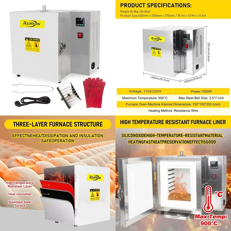 Auble 900 Sectional Digital Display Four-Sided Mold Wet Dry Plaster Furnace Permanent Jewelry Machine Jewelry Tools Equipment