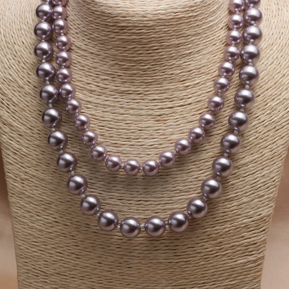 

Simplicity Retro Purple Pearl Necklace for Women Gift Girls Fashion Charm Designed Clothing Parts Birthday Banquet Wholesale