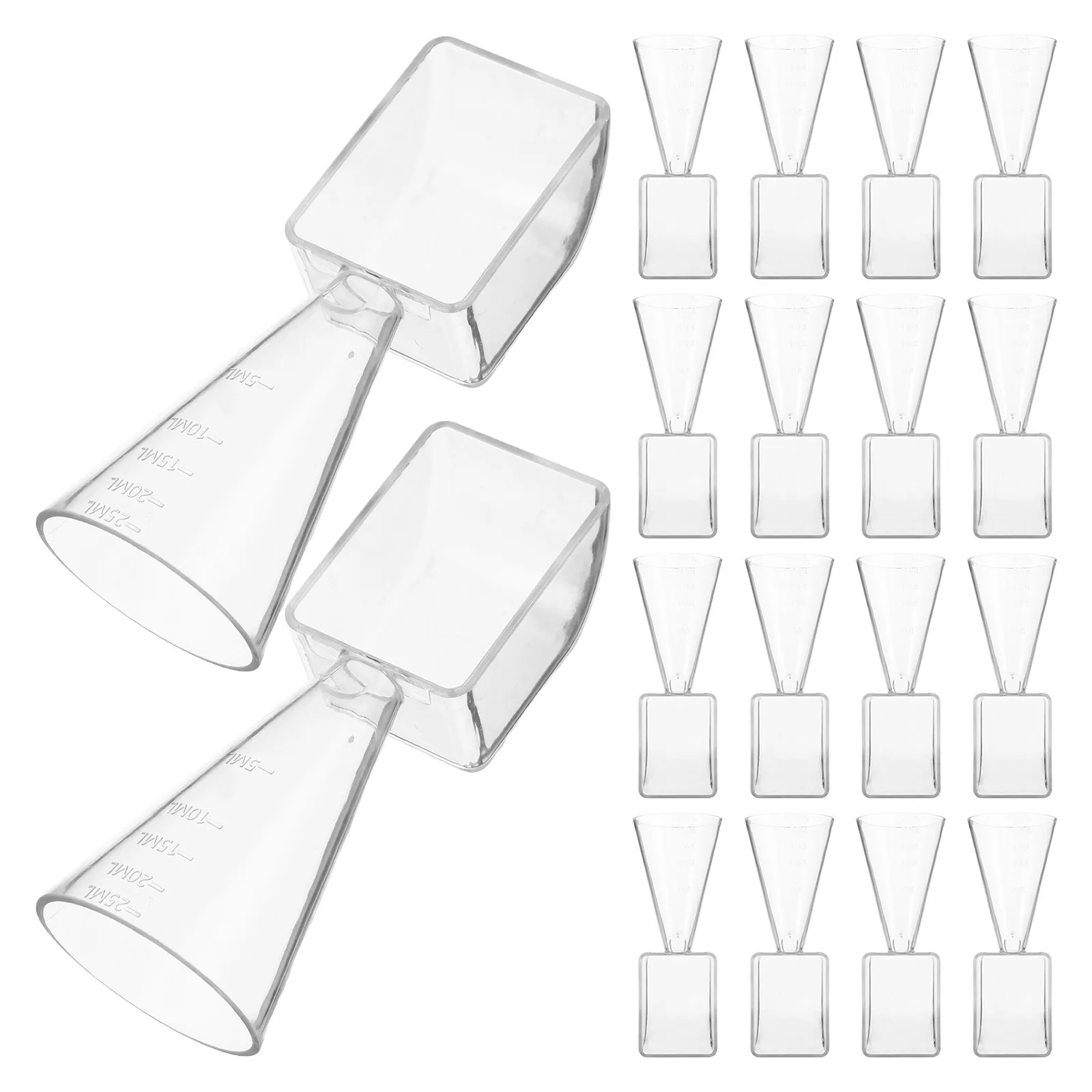 20Pcs Graduated Measuring Spoon Set Clear Plastic Facial Mask Mixing Spoon Dual Use Precision Scoop for Clay Powder Liquid