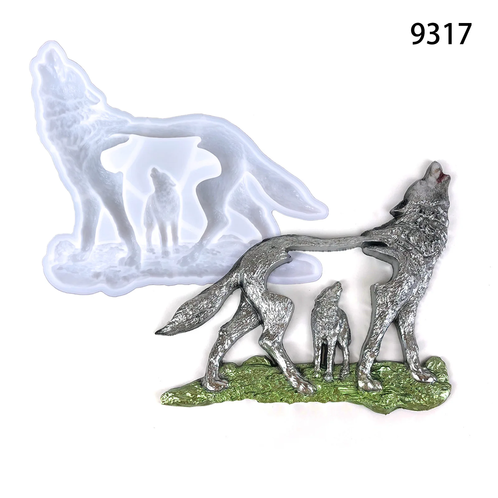 Wolf Ornament Silicone Mold Hollowed Out Wolf Pendant Wall Decoration Animal Wall Stickers Forest Wolf Drop Glue Mold