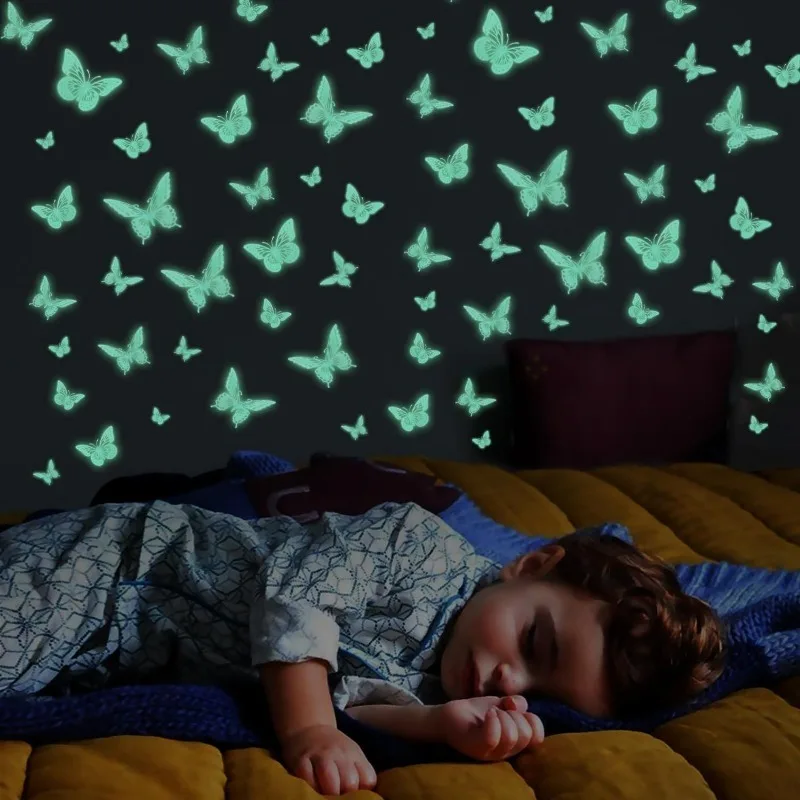 12PCS Glow in The Dark 3D Butterfly Luminous Butterfly Wall Stickers for Ceiling or Party Room Home Decorations