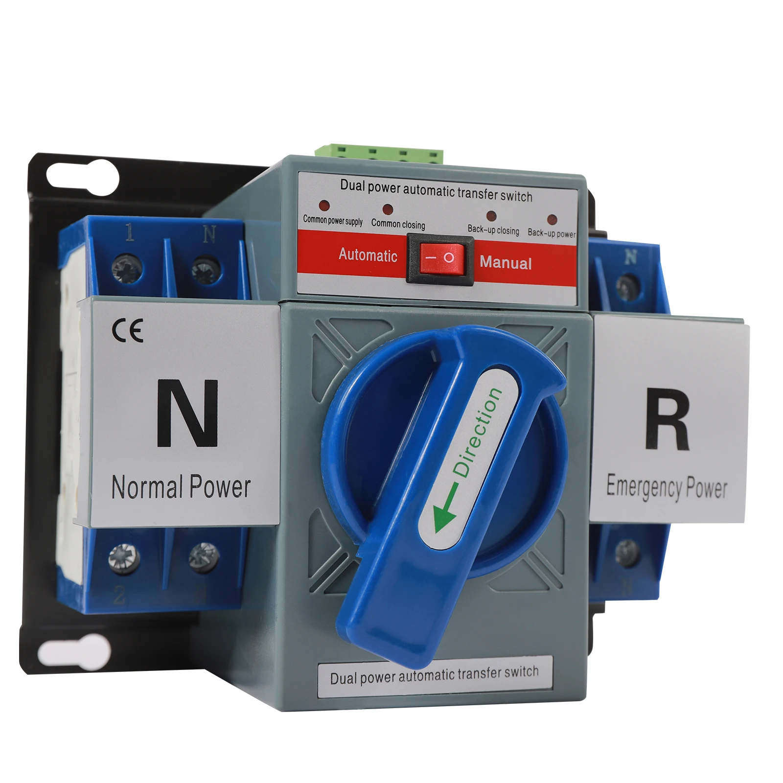 Saklar Transfer Otomatis Daya Ganda 2P 63A, Saklar Perpindahan Otomatis/Manual 110V dengan Lampu Indikator untuk Daya Cadangan Generator