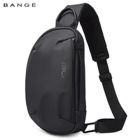 BANGE Solid Chest Bags Men Multi-Layers Sling Crossbody Bag Waterproof Chest Bag USB Charging Port Casual Shoulder Bag for Male