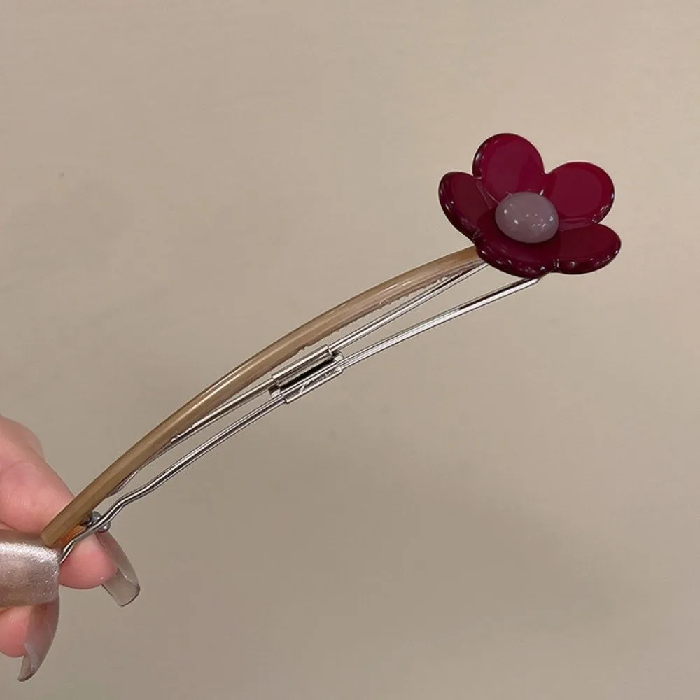 Sweet Colorful Bead Horizontal Hair Clip Candy Color Non-Slip Clip Hairpin Flower Hair Clip Back Head Updo
