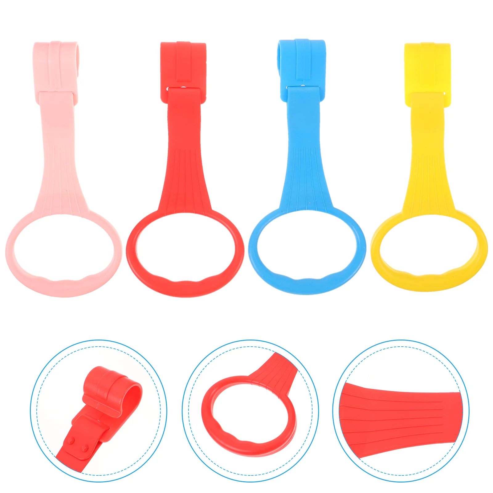 

4pcs Baby Bed Hand Pull Rings Infant Bed Hand Rings Learning Standing Toddler Toys Red Yellow Crib Hanging Ring Blue Pink