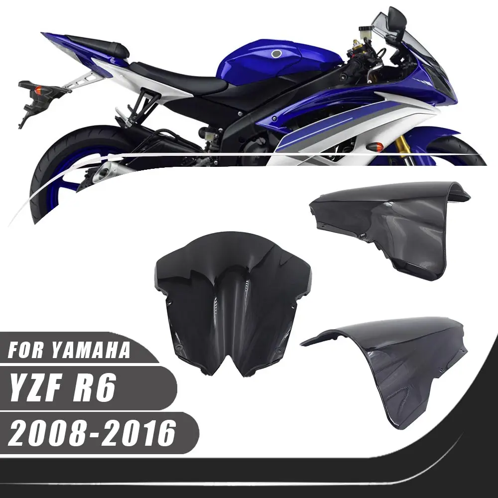 

For Yamaha YZF R6 2008-2016 Motorcycle Windshield Windscreen Wind Deflectors Black