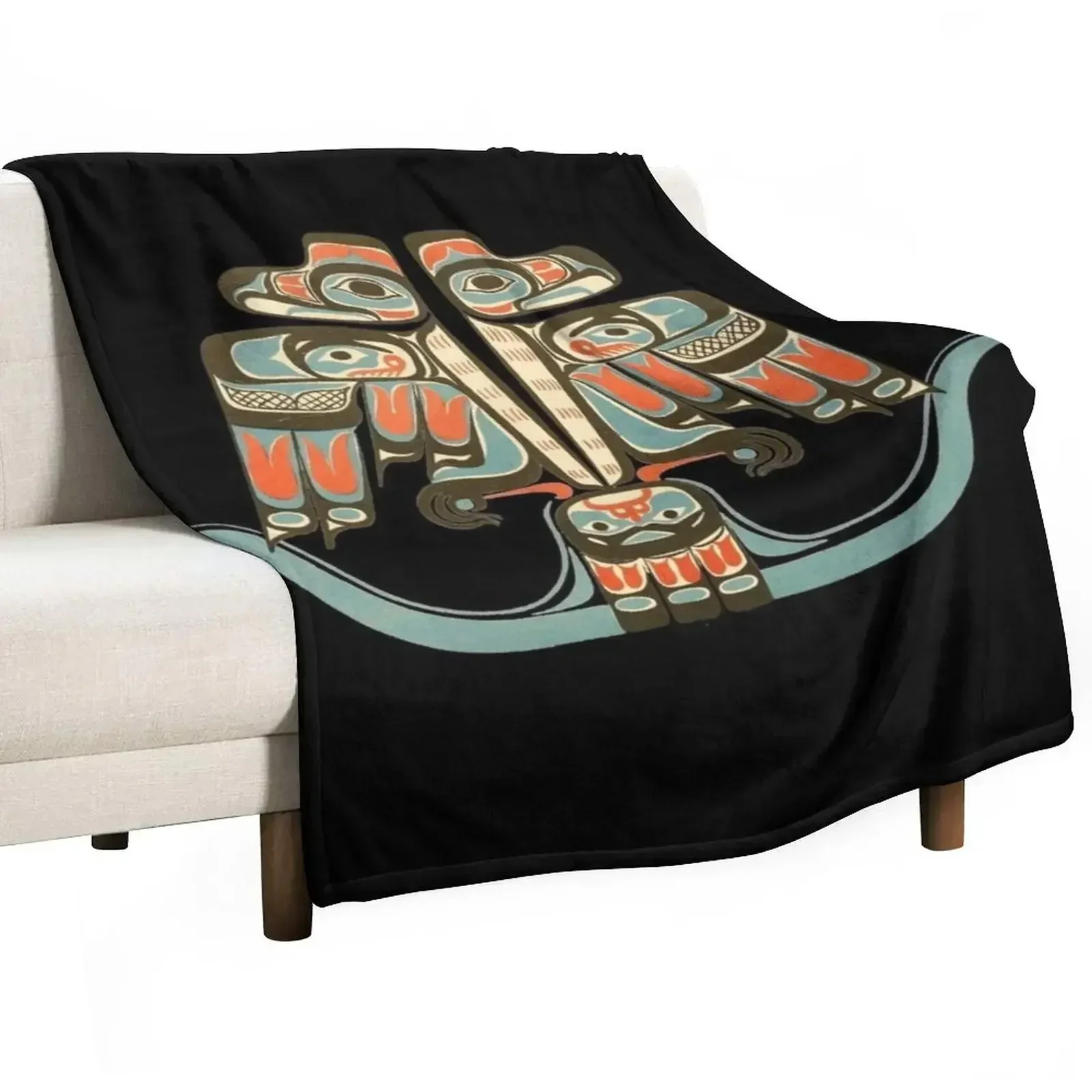 Northwest Native Art Haida - Tlingit Thunderbird Throw Blanket Personalized Gift Plush blankets ands Beautifuls Blankets
