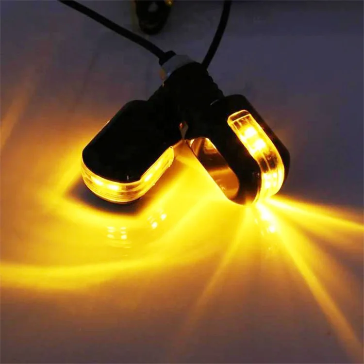 Motorcycle Handle Bar End LED Turn Signals Amber Light 12V Flasher Indicator Lamp for Honda Yamaha