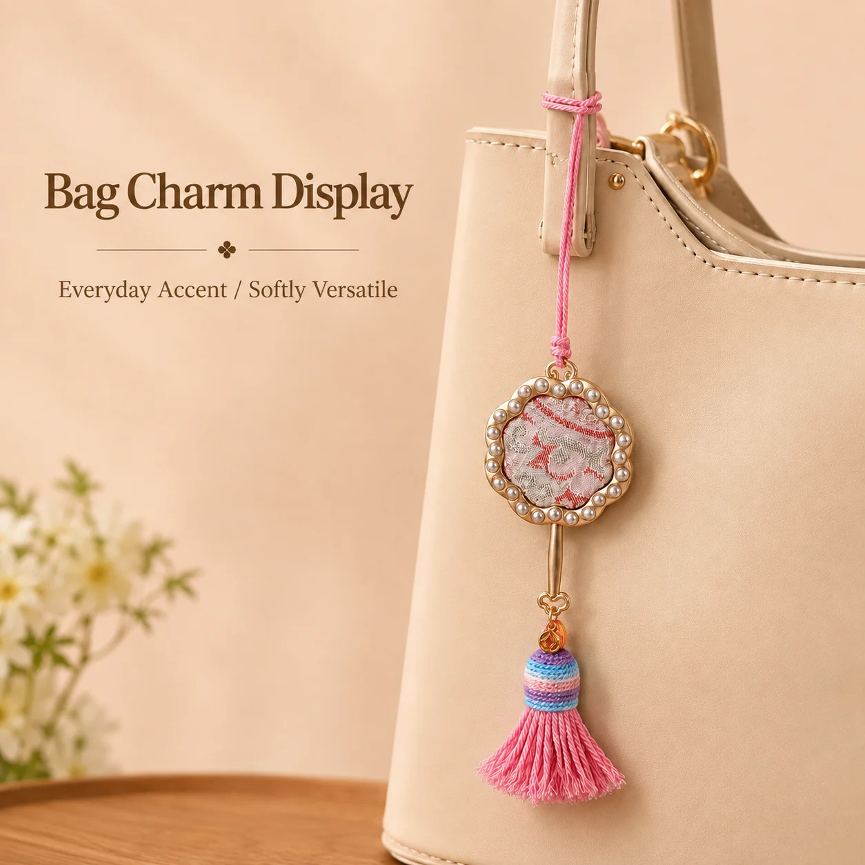 Fabric Key Chain Compact Lucky Fan Keychain Song Brocade Keychain Retro Chinese Tassel Charm For Bag Decoration Daily Items Bag
