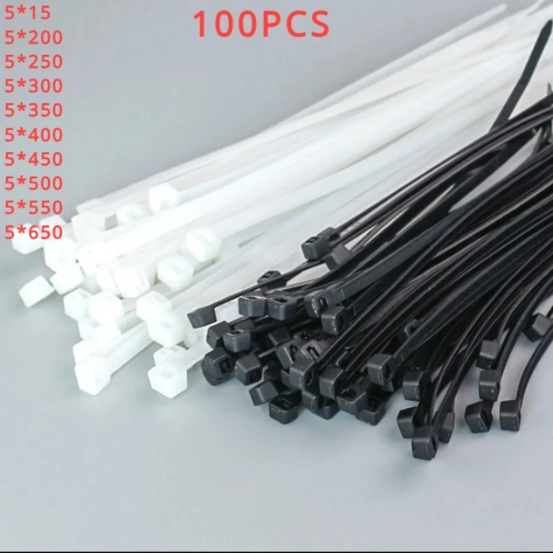 

100pcs Plastic anchor cable tie with self-locking nylon buckle to fix the tie wire in black white color