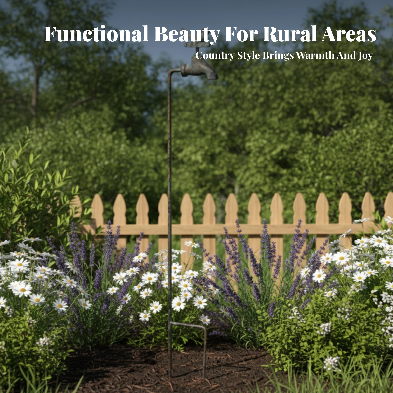 Vintage Faucet Insert Weather-Resistant Weathered Metal Garden Ornament Decorative Flower Bed Stake Metal Bird Garden Ornament