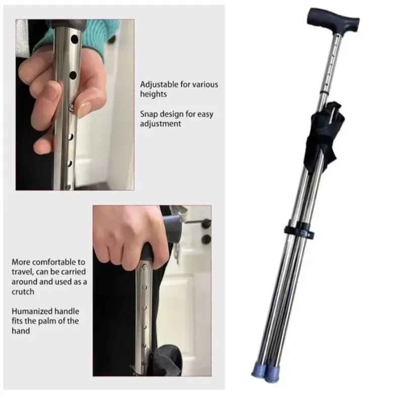 Mountaineering Pole with Seat Outdoor Folding Cane with Chair Multifunctional Non-slipCane Telescopic Chair for The Elderly