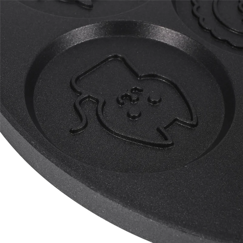 صانع الفطائر ABWR-2X - صينية فطائر غير لاصقة، صانع كريب صغير 7 قوالب بمقبض من السيليكون، حيوان أسود