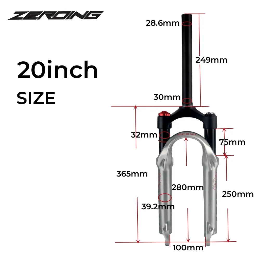 KUBE – fourche à Suspension pneumatique pour vélo vtt, 20 pouces, dure et douce, réglable avec verrouillage, amortisseur, fourche pliante, petite roue BMX