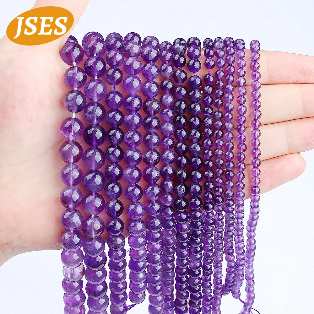 

Natural Light Amethyst Purple Crystal Quartz Beads Loose Spacer Bead Jewelry Making DIY Bracelets Necklace Accessories Charms