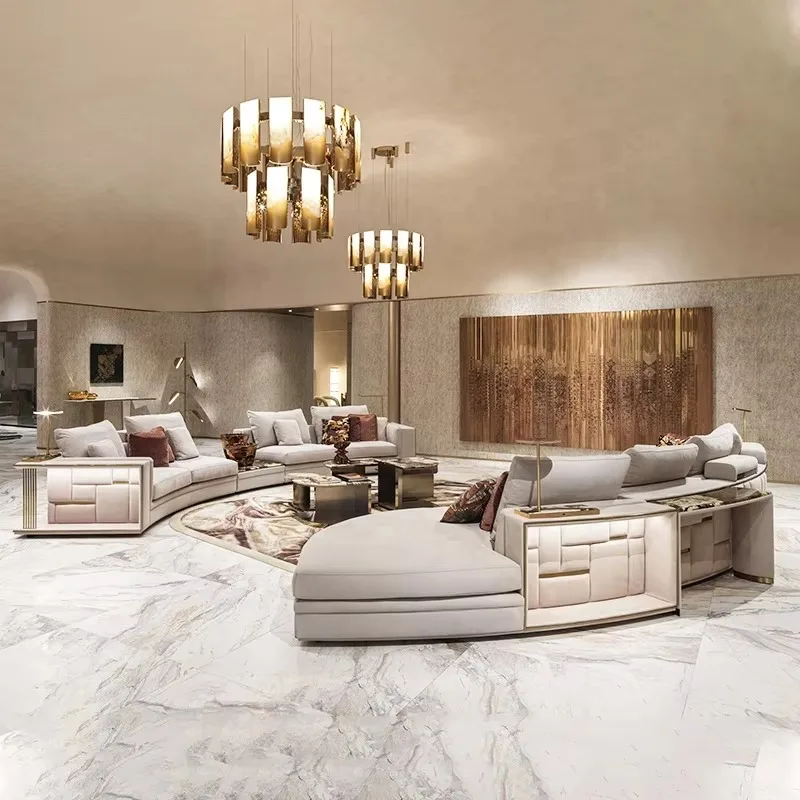 Leather Sofa Bed Custom Modern Combination 7 Seat Sectional Living Room Furniture Set Luxury Design