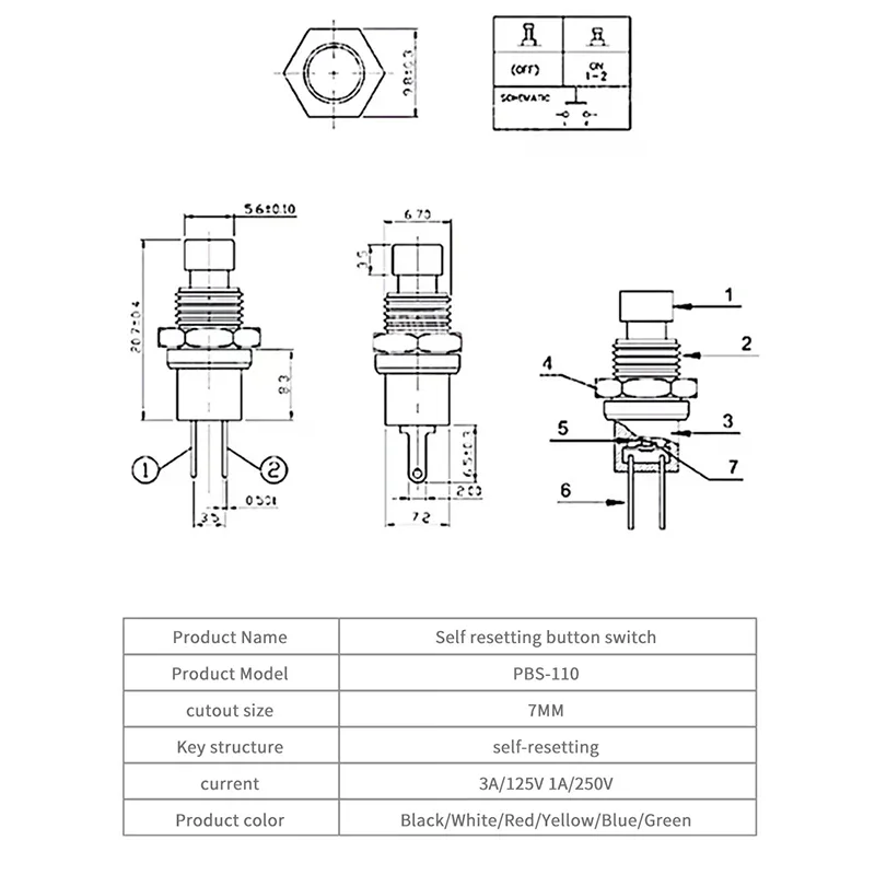 

10 шт. мгновенный кнопочный переключатель 3A/125 В 1A/250 В небольшой кнопочный переключатель проводной нормальный открытый контактный переключатель SPST переключатель 2 Pin