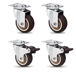 4 Pcs 1/1.25/1.5/2 Inch Furniture Castor Wheels TPR Rubber Flat Bottom Caster Wheels for Furniture Table Cabinets Workbench