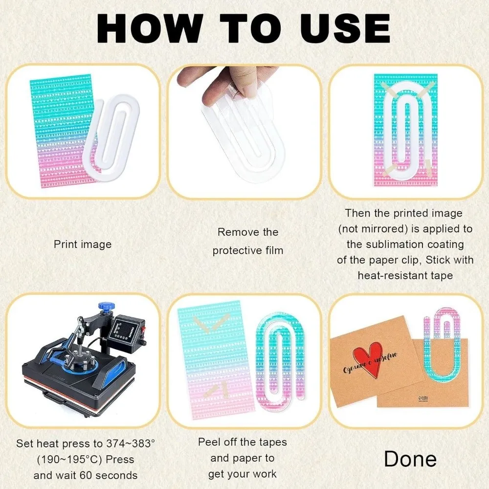 

9pcs Acrylic Dye Sublimation Blanks Paper Clip Big Size Love Heart Heat Transfer Bookmark Creative Unique DIY Pattern Paper Clip