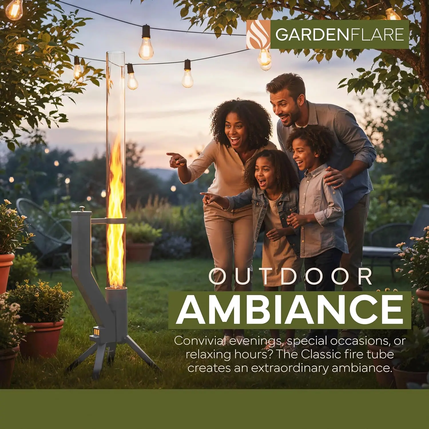 Patio, Porch and Garden, Metal, Silver, Smokeless and Vertical Fire Pit Using Wood Pellets for Ambience and Warmth