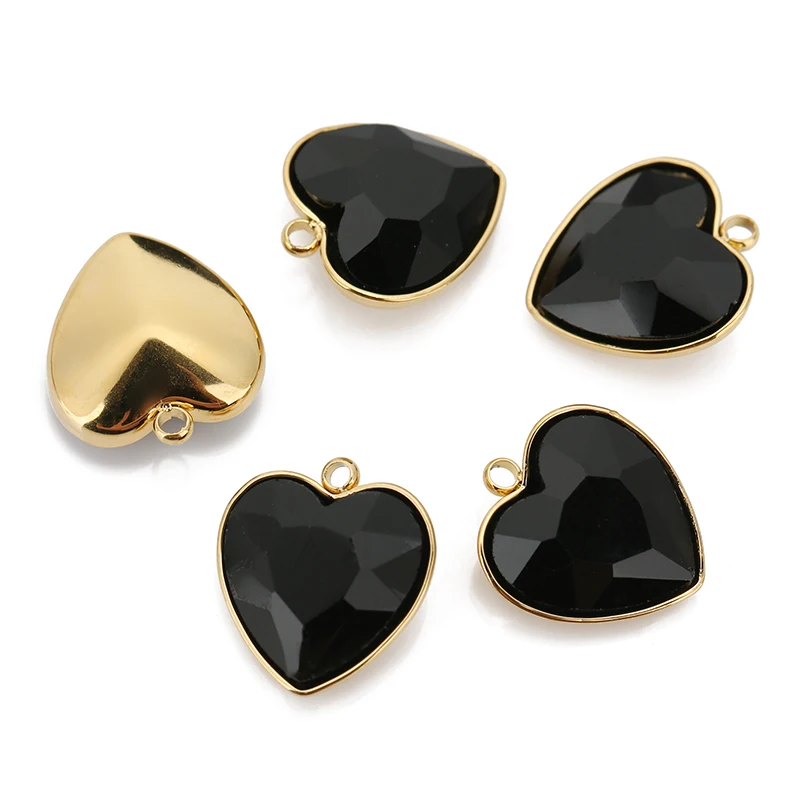 5pcs/lot Stainless Steel Heart Glass Pendant Faceted Glass Crystal Charms for Bracelets Earring Necklace Jewelry Making Supplies image 5