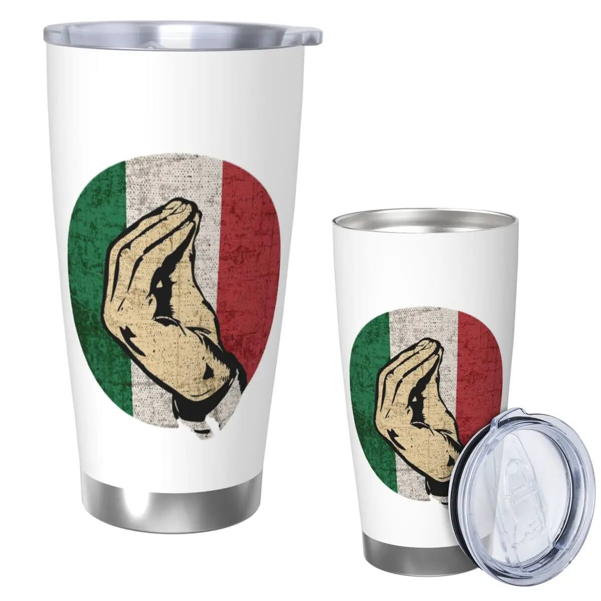 Italian Hand Gesture Sing Language Stainless Steel Tumbler Vacuum Insulated Mug Thermal Cold Bottle Straw With Lid 20oz