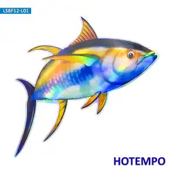 20cm Laser Yellowfin Tuna Grouper Bass Big Sea Fish Outdoor Waterproof Sticker for Fisherman Boat Laptop Motorcycle Car Stickers