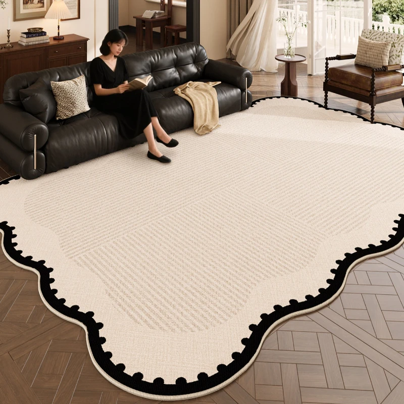 Irregular Shape Living Room Decoration Large Carpet Fluffy Soft Rug Cream Style Rugs for Bedroom Thickend Plush Lounge Floor Mat
