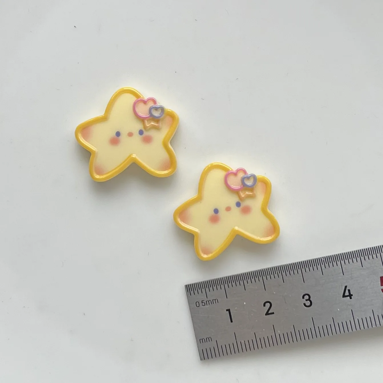 5pcs miniso series cute yellow star cartoon resin flatback cabochons diy crafts materials jewelry making charms