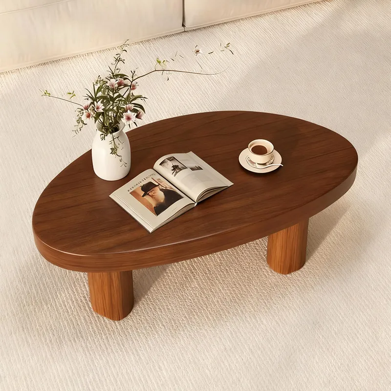 For Mid-Century Wood Coffee Table, Modern Irregular Shape for Small Apartment