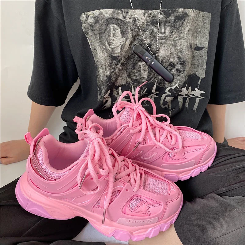 Rosa chunky tênis de corrida dos homens tênis esportivos atléticos zaptillas deporte mujertracking sapatos chaussure homme
