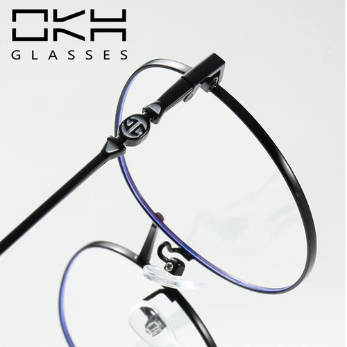 Imagen 2 del producto Gafas graduadas OKH personalizadas para miopía, gafas graduadas con marco de Metal redondo ultraligero para hombres y mujeres para miopía G25