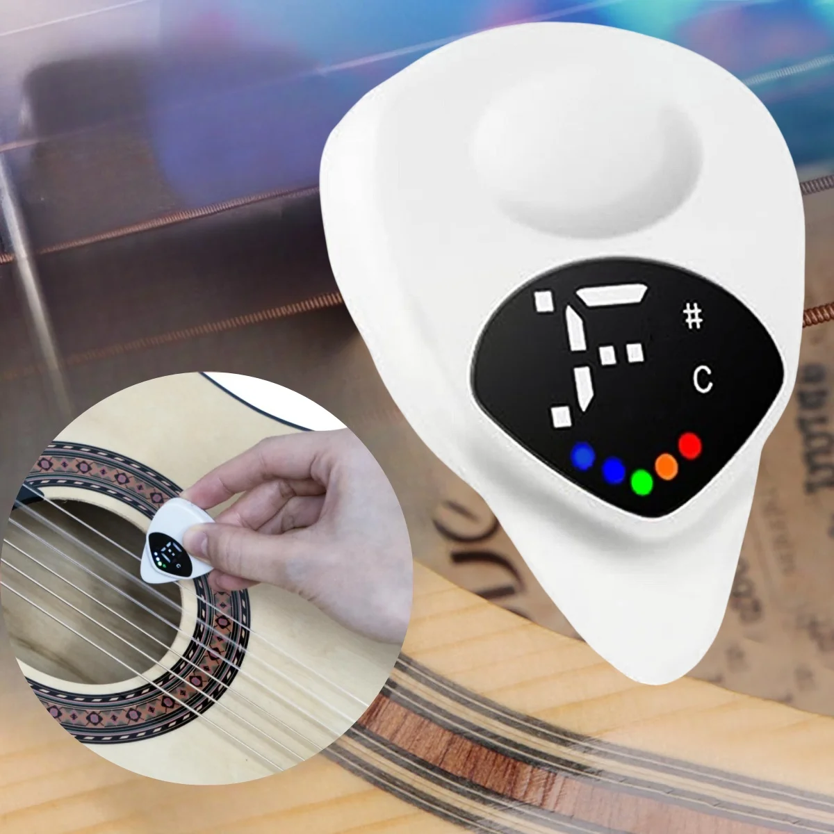 Afinador de púas de guitarra 2 en 1 Miwayer/Afinador de púas de guitarra digital con pantalla LED/para electricidad y bajo, ukelele/12 temperamento igual