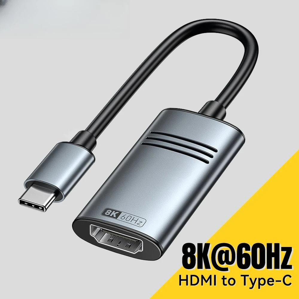 مناسبة لهواتف iPhone وMac وAir وiPad وSamsung Galaxy 8K@60 هرتز 4K@120 هرتز/144 هرتز HDMI إلى USB Type-C محول كابل تلفزيون عالي الدقة