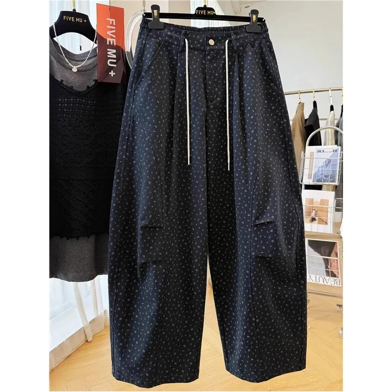 

Extra Large 300 Pou Unique k Blue Knife Pants Men's Loose Floral Workwear Trousers Slimming Casual Autumn Winter