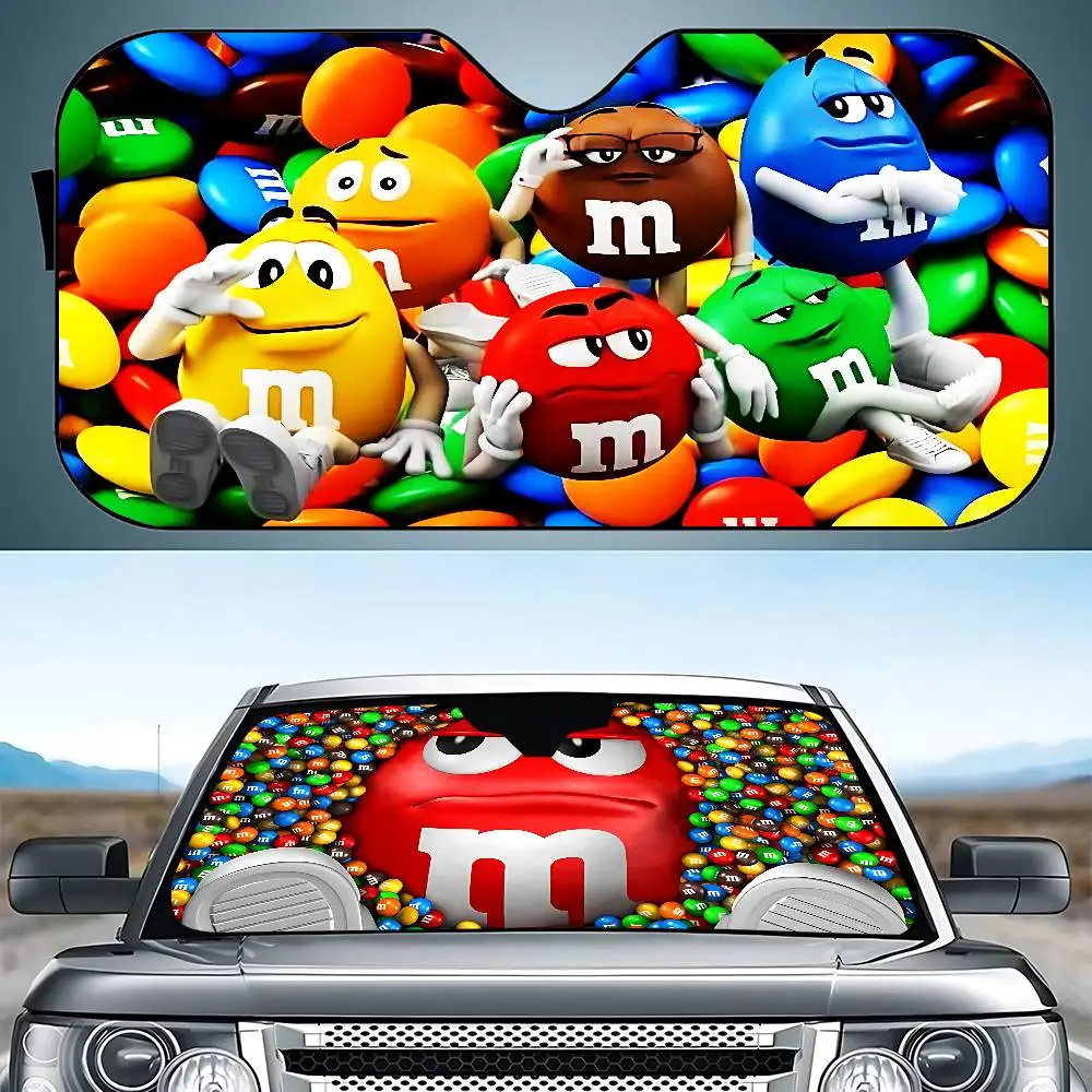 Funny M-M And M's Stylish And Trendy Windshield Sunshade, Car Windshield Cover, Car Sunshade Curtain, Car Sun Protection Cover