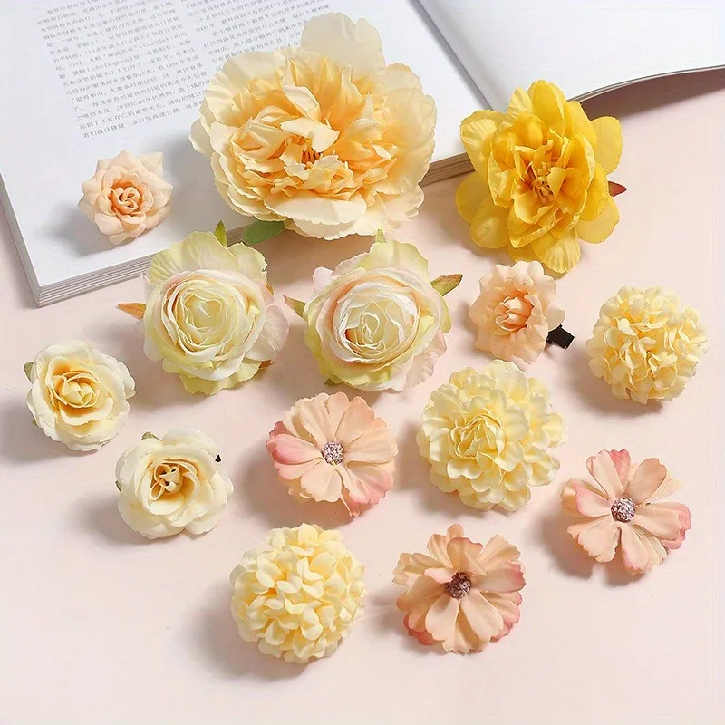 Mixed Rose Artificial Flowers Silk Fake Flowers Heads for Home Room Decor Wedding Decoration DIY Craft Garland Gifts Accessories