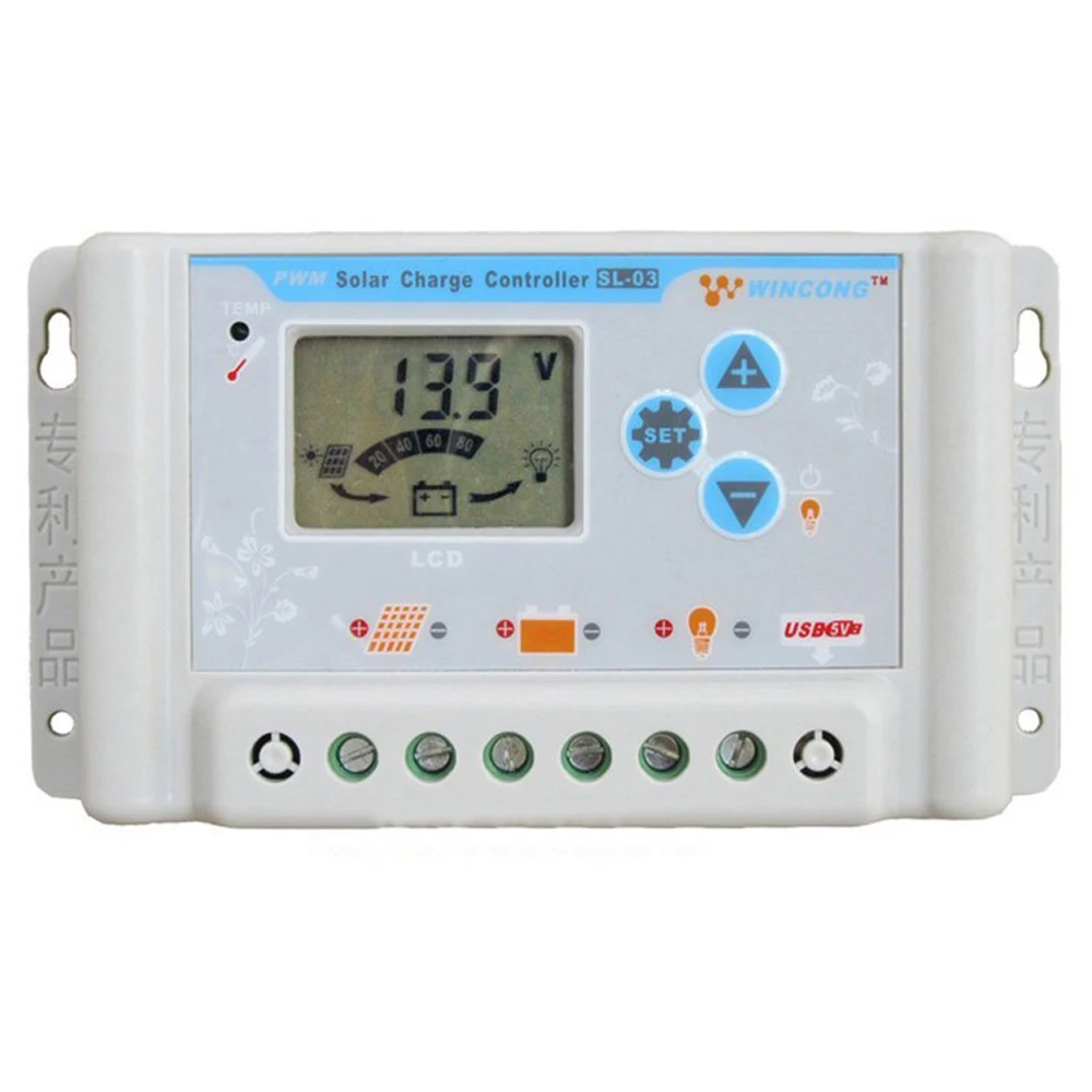 

10A 36V 48V 60V SL03-4810A Wincong solar panel charge controller regulator 30A with LCD USB 5V