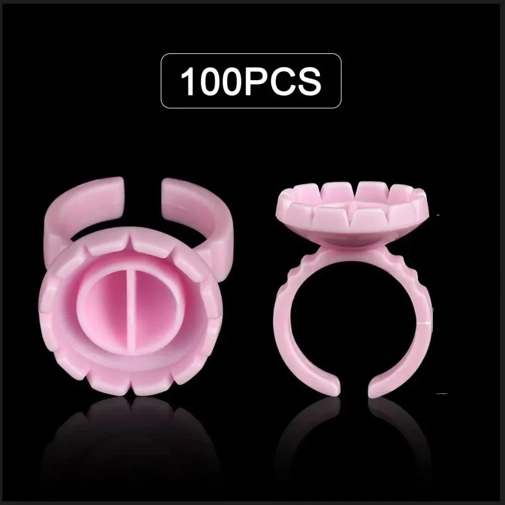 100個入りボリュームグルーリングカップ、まつげファン用、タトゥー顔料ホルダー、コンテナ、グルーホルダー、ブロッサムカップ、まつげエクステサプライヤー