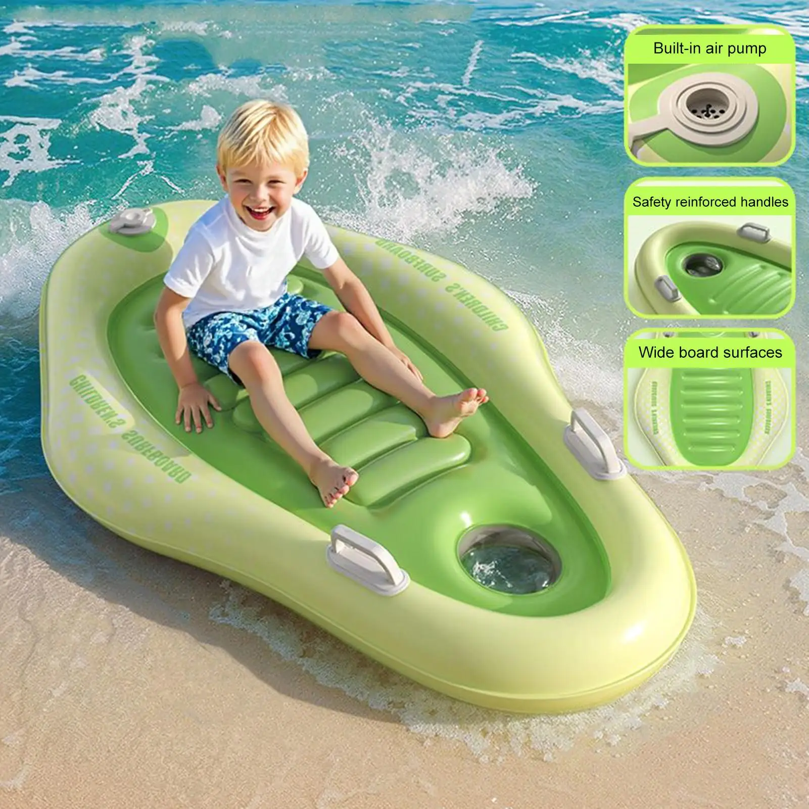 

Inflatable Body Boards Inflatable Pool Float With Handles Thick Ergonomic Comfortable Lounger Sunbathing Girls Garden Beach Kids
