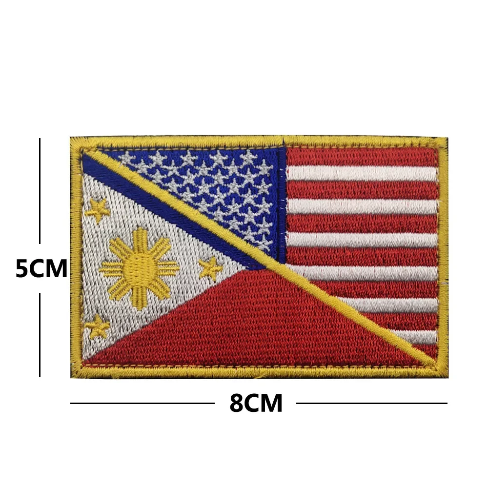 Philippines Embroidered Fabric Patch Magic Patch Armband Flag Patches Patches for Clothing Hook and Ring Sewing Embroidery Ring