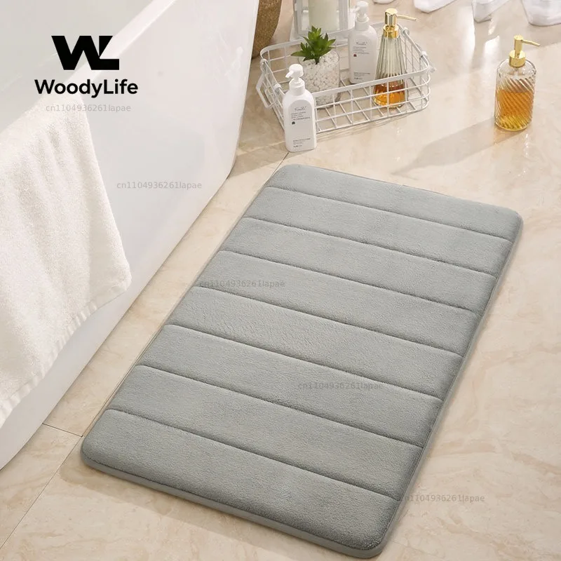 Bathroom Absorbent Floor Mat, Bathroom Door Non-slip Foot Mat, Thickened Quick-dry Mat, Bedroom and Toilet Entrance Home Carpet