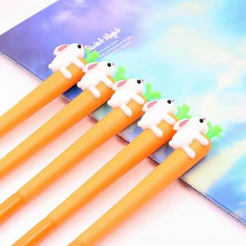 60pcs/lot Creative Carrot Rabbit Gel Pen Cute 0.5mm Neutral Pen School writing Supplies Promotional Gift