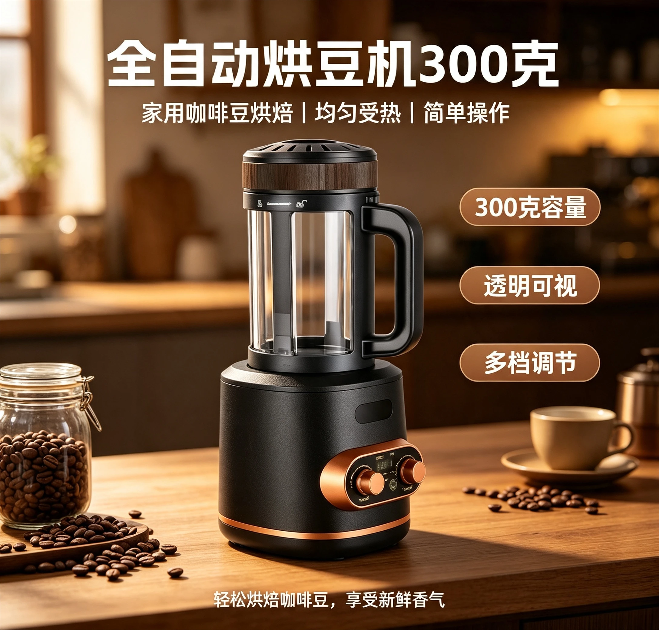 New 220V Electric Coffee Bean Roaster Baking Machine With Temperature Control And Timing Function Automatic Cooling